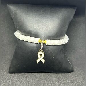 White Ribbon (Awareness) Heishi Charm Bracelet